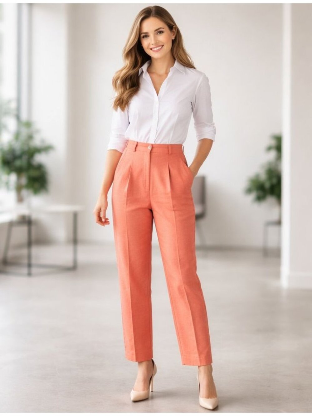 Claramonte Linen High Waist Trouser Wide Leg Luxury Dress Pants Minimalist NWT